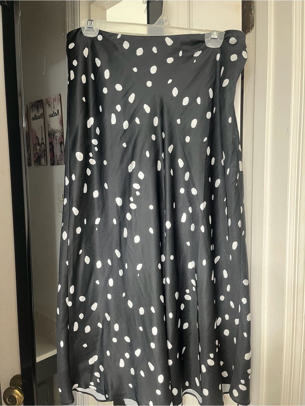 Hudson Gray Classic Black & White Polka Dot Midi Skirt